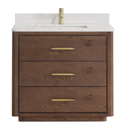 Meuble-lavabo Porto avec dessus en quartz blanc sans miroir