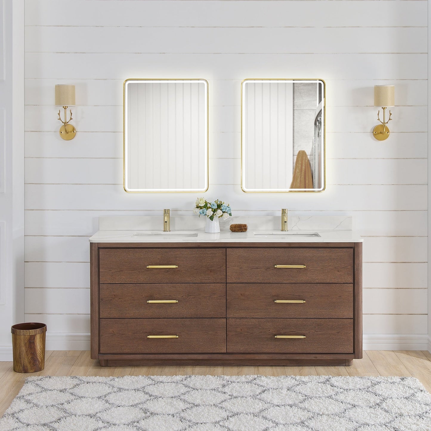 Meuble-lavabo Porto avec dessus en quartz blanc sans miroir