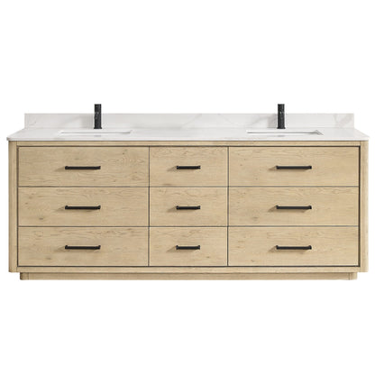 Meuble-lavabo Porto avec dessus en quartz blanc sans miroir