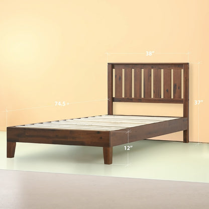 Lit plateforme en bois massif expresso antique Priage par Zinus