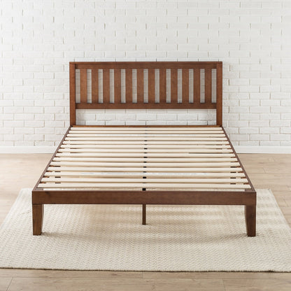 Lit plateforme en bois massif expresso antique Priage par Zinus