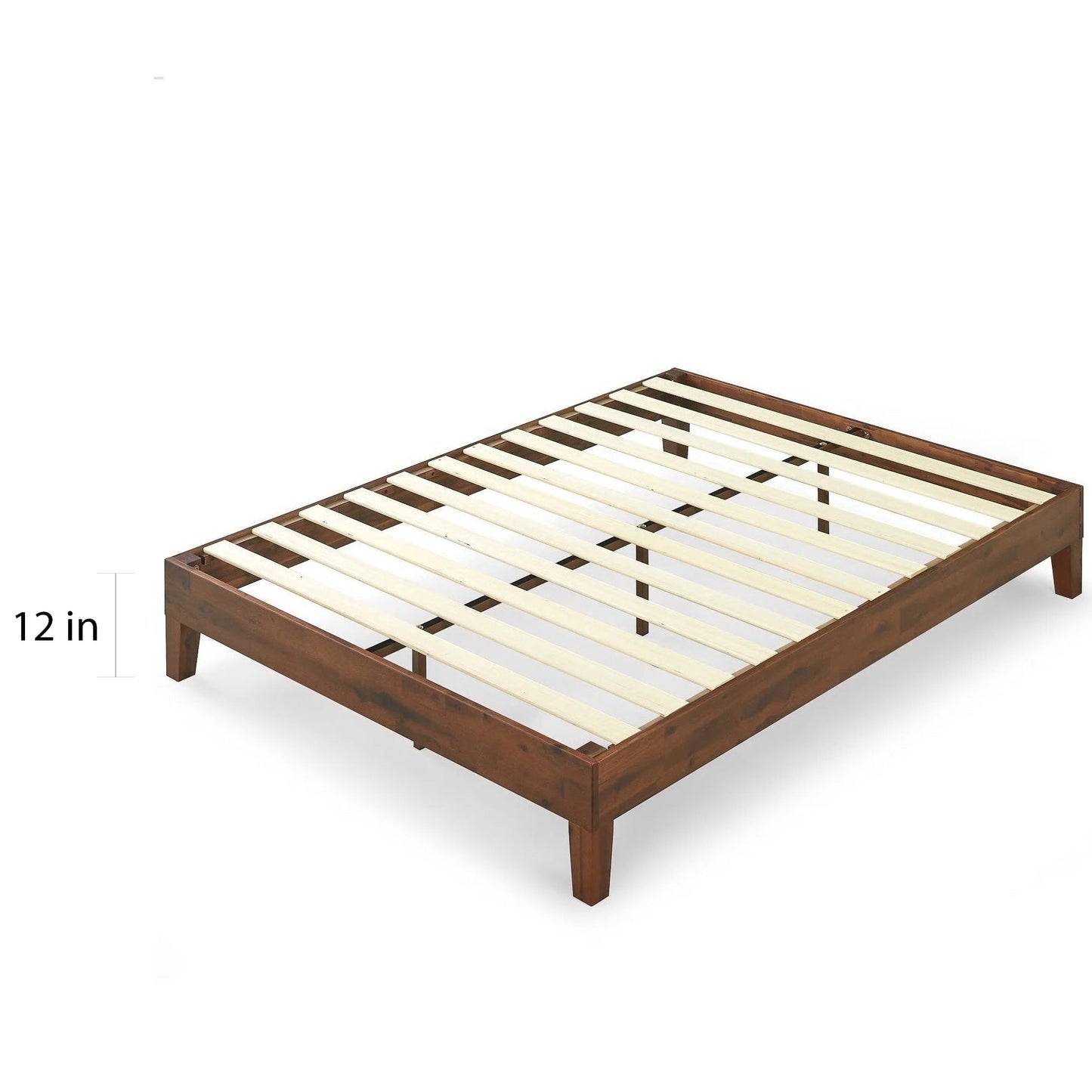 Lit plateforme de luxe en bois massif expresso antique Priage par Zinus