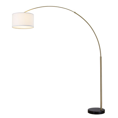 Lampadaire arqué réglable en acier Q-Max 81 avec abat-jour extra large et base en marbre