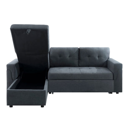 Canapé sectionnel convertible réversible avec lit gigogne, méridienne avec rangement dissimulé et pieds robustes