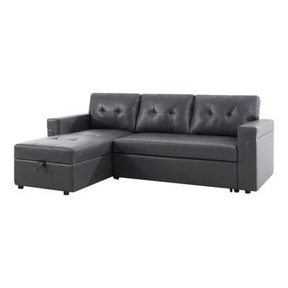 Canapé sectionnel convertible réversible avec lit gigogne, méridienne avec rangement dissimulé et pieds robustes