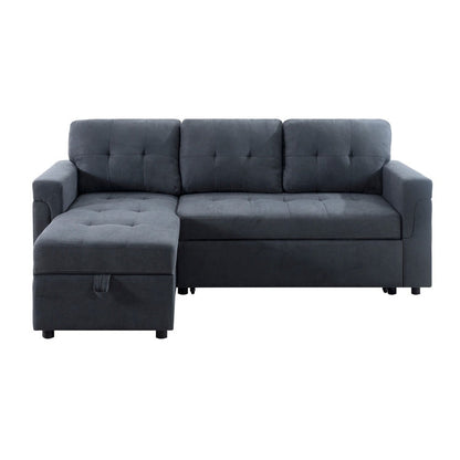 Canapé sectionnel convertible réversible avec lit gigogne, méridienne avec rangement dissimulé et pieds robustes