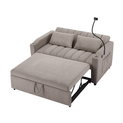 Canapé-lit convertible Roomfitters avec ports USB, poches latérales, porte-gobelets et support de téléphone pivotant pour le salon