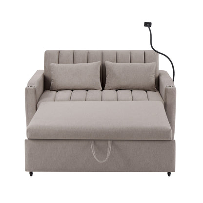 Canapé-lit convertible Roomfitters avec ports USB, poches latérales, porte-gobelets et support de téléphone pivotant pour le salon
