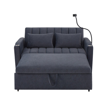 Canapé-lit convertible Roomfitters avec ports USB, poches latérales, porte-gobelets et support de téléphone pivotant pour le salon