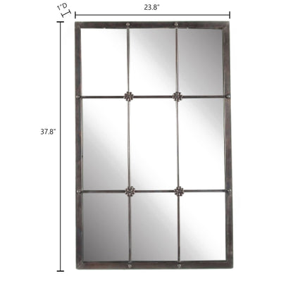 Miroir mural décoratif en métal brun rustique avec cadre en métal brun rustique - 37,75 H x 23,8 L x 1 P