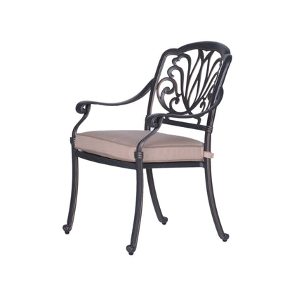Ensemble de salle à manger rond en aluminium Saratoga 5 pièces avec coussins Sunbrella - Meilleur mobilier d'extérieur
