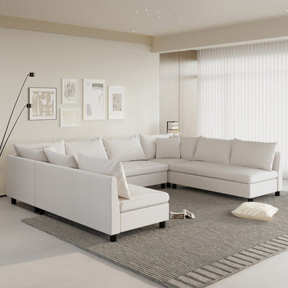 Canapé sectionnel, ensemble de canapé réversible en chenille en forme de U, combinaison libre, canapé convertible surdimensionné 8 places