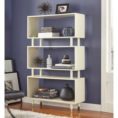Bibliothèque à 3 niveaux Margo de Simple Living, style milieu de siècle moderne - 59,5 x 36 x 11,8 po