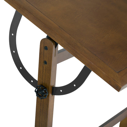 Table à dessin vintage en bois de 36 pouces avec plateau réglable en angle pour le dessin