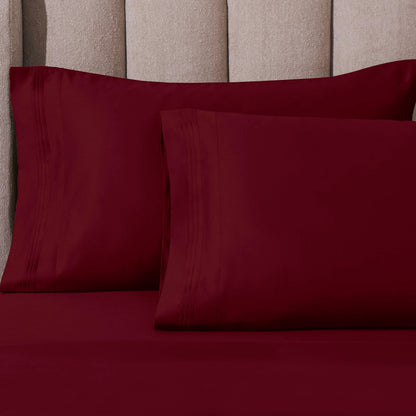 Parure de draps en coton égyptien de qualité supérieure 1000 fils au pouce carré, à poches profondes et à motif uni
