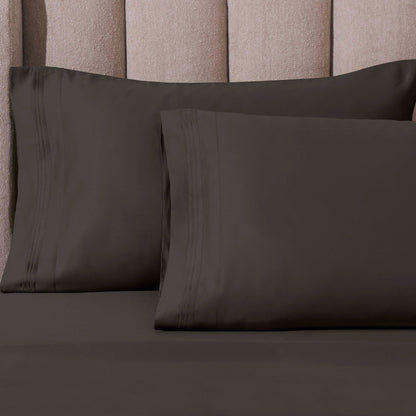 Parure de draps en coton égyptien de qualité supérieure 1000 fils au pouce carré, à poches profondes et à motif uni