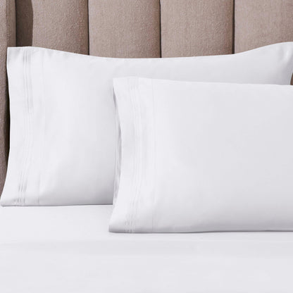 Parure de draps en coton égyptien de qualité supérieure 1000 fils au pouce carré, à poches profondes et à motif uni