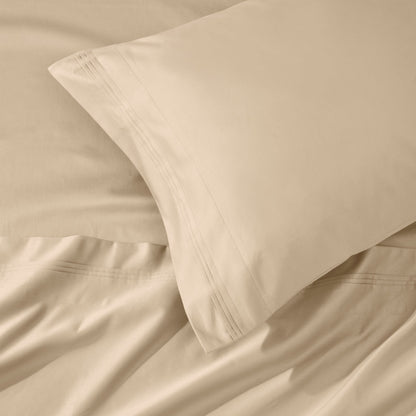 Parure de draps en coton égyptien de qualité supérieure 1000 fils au pouce carré, à poches profondes et à motif uni