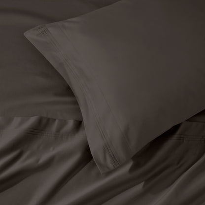 Parure de draps en coton égyptien de qualité supérieure 1000 fils au pouce carré, à poches profondes et à motif uni