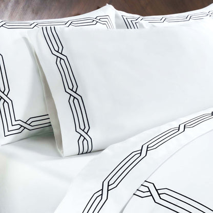 Parure de draps unie écologique en coton égyptien de qualité supérieure 1 200 fils