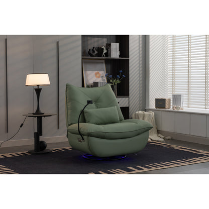 Fauteuil inclinable pivotant et électrique avec haut-parleurs Bluetooth, support de téléphone, ports de chargement USB et Type-C, rangement dissimulé des accoudoirs