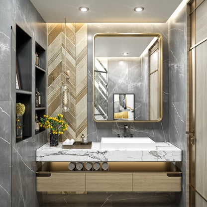 Miroir mural de salle de bain moderne à cadre en métal TokeShimi