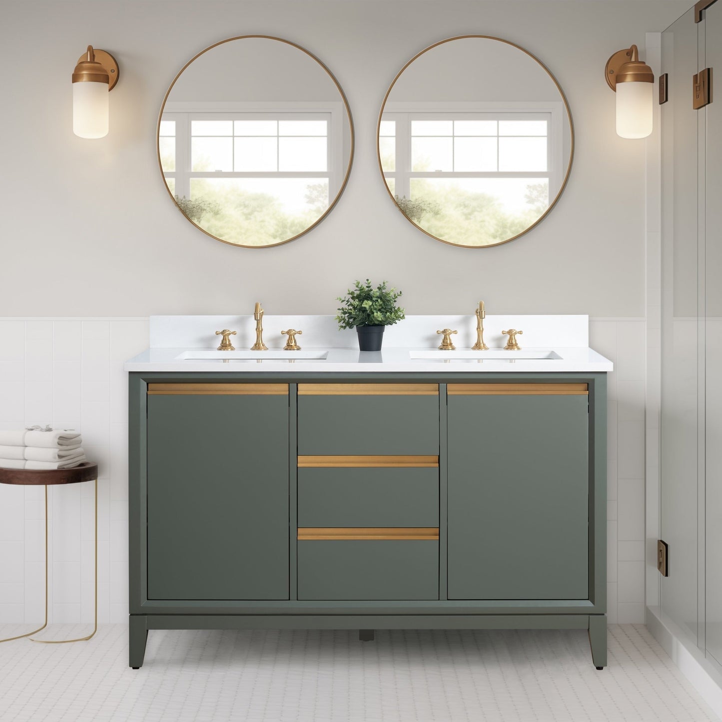 Meuble-lavabo de salle de bain Vanity Art avec lavabo en céramique et plateau en marbre reconstitué