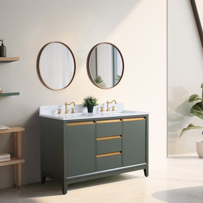 Meuble-lavabo de salle de bain Vanity Art avec lavabo en céramique et plateau en marbre reconstitué