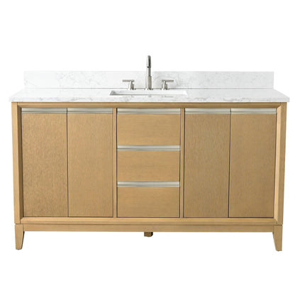Meuble-lavabo de salle de bain Vanity Art avec lavabo en céramique et plateau en marbre reconstitué