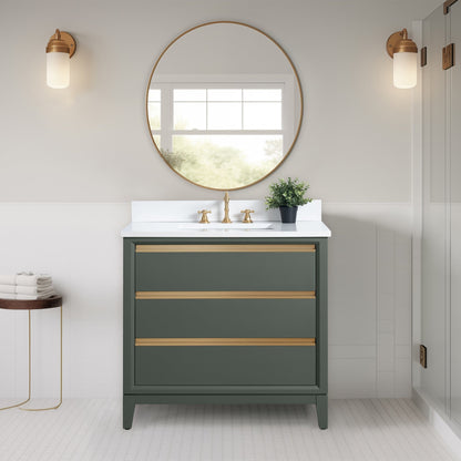 Meuble-lavabo de salle de bain Vanity Art avec lavabo en céramique et plateau en marbre reconstitué