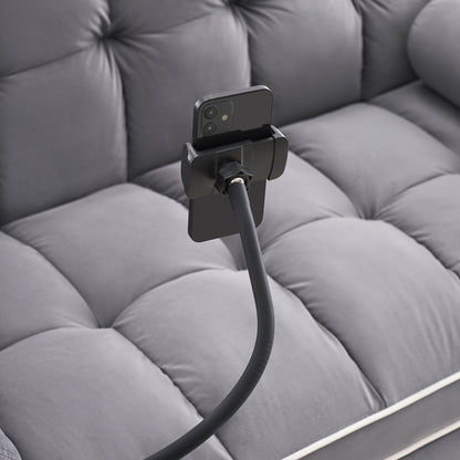 Canapé-lit convertible 2 places en velours de 55 pouces avec lit gigogne, inclinaison réglable, poches latérales et support pour téléphone