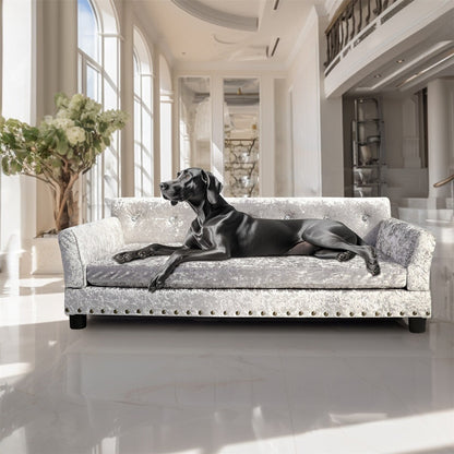 Lit pour animal de compagnie en velours capitonné avec coussin amovible