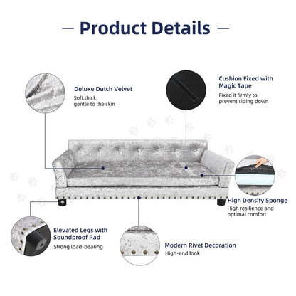 Lit pour animal de compagnie en velours capitonné avec coussin amovible