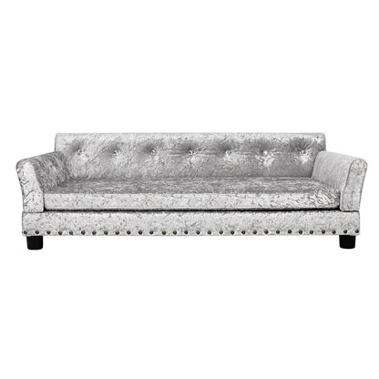 Lit pour animal de compagnie en velours capitonné avec coussin amovible