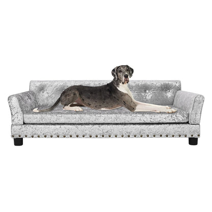 Lit pour animal de compagnie en velours capitonné avec coussin amovible