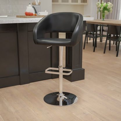 Tabouret de bar moderne rembourré à hauteur réglable avec dossier arrondi