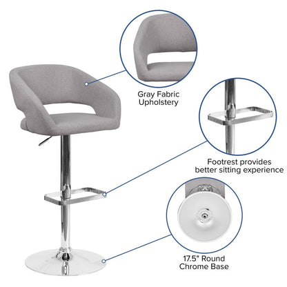 Tabouret de bar moderne rembourré à hauteur réglable avec dossier arrondi