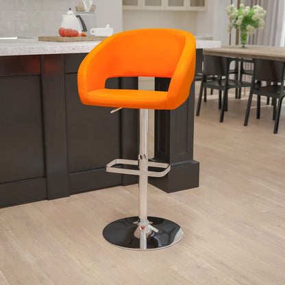 Tabouret de bar moderne rembourré à hauteur réglable avec dossier arrondi