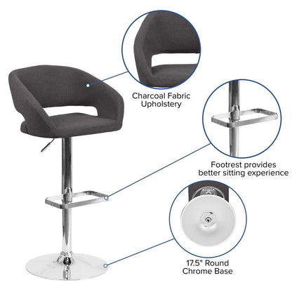 Tabouret de bar moderne rembourré à hauteur réglable avec dossier arrondi