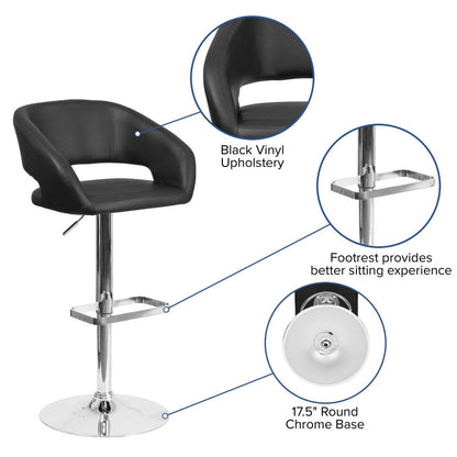 Tabouret de bar moderne rembourré à hauteur réglable avec dossier arrondi