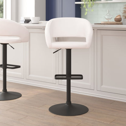 Tabouret de bar moderne rembourré à hauteur réglable avec dossier arrondi
