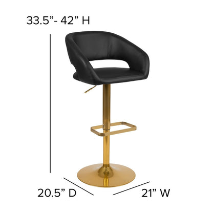 Tabouret de bar moderne rembourré à hauteur réglable avec dossier arrondi