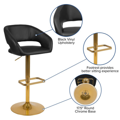 Tabouret de bar moderne rembourré à hauteur réglable avec dossier arrondi