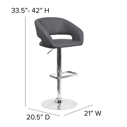 Tabouret de bar moderne rembourré à hauteur réglable avec dossier arrondi