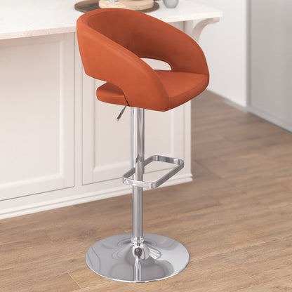 Tabouret de bar moderne rembourré à hauteur réglable avec dossier arrondi