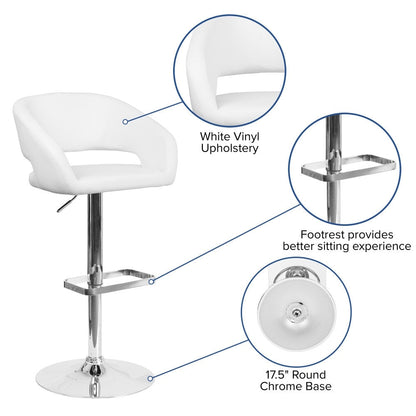 Tabouret de bar moderne rembourré à hauteur réglable avec dossier arrondi