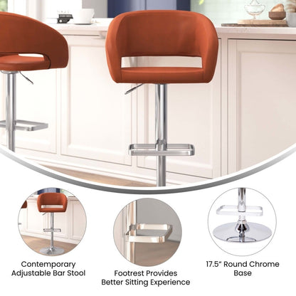Tabouret de bar moderne rembourré à hauteur réglable avec dossier arrondi