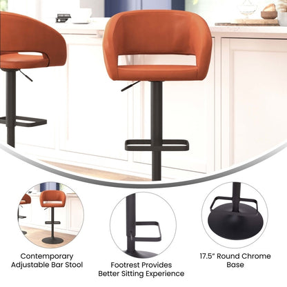 Tabouret de bar moderne rembourré à hauteur réglable avec dossier arrondi