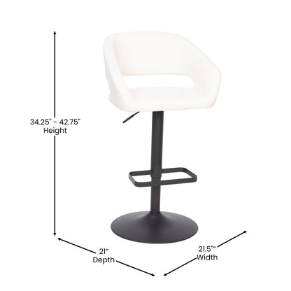 Tabouret de bar moderne rembourré à hauteur réglable avec dossier arrondi