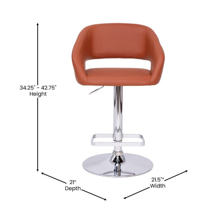 Tabouret de bar moderne rembourré à hauteur réglable avec dossier arrondi